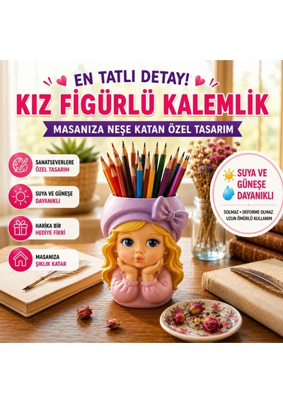 Sevimli Kız Kalemlik Kırmızı