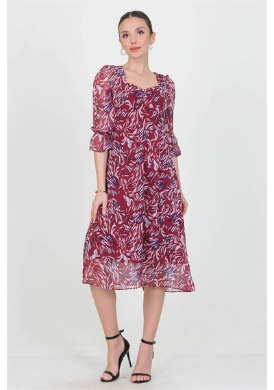 Neşeli Butik Kadın Bordo Kalp Yaka Yeni Sezon Desenli Şifon Elbise Ry0030 Bordo Neşeli Butik Kadın Bordo Kalp Yaka Yeni Sezon Desenli Şifon Elbise Ry0030 Bordo