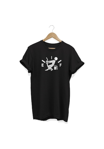 Yakıt Baskılı Siyah T-shirt Siyah
