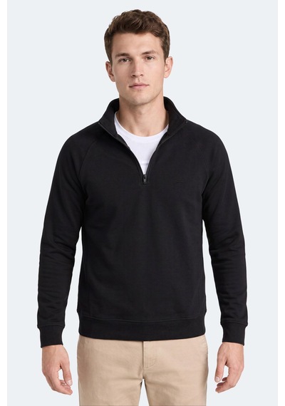 Slazenger Malika Siyah Fermuarlı Dik Yaka Erkek Sweatshirt