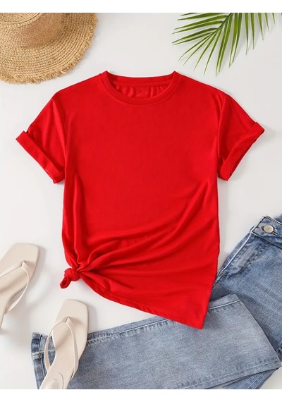Unisex Yön Gösteren Baskılı Tasarım Tshirt Kırmızı