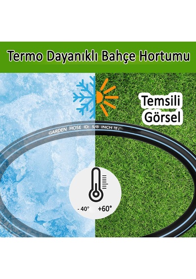 Tr 25 Metre Termo Bahçe Hortumu Dayanıklı 3 Katlı Sağlam Çeşme Su Sulama Yıkama Hortum 12.5 Mm 1/2