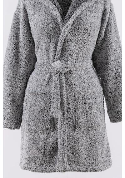 Maisonart Plain Kapşonlu Unisex Wellsoft Peluş Sabahlık Bornoz S/m Gri