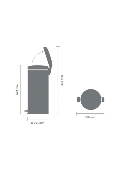 Brabantia Çöp Kutusu 30 Litre Newicon Pedallı Krom 114366 Gri