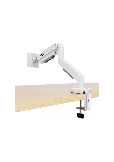 17-32 İnç Amortisörlü Monitör Kolu Tam Hareketli Vesa Uyumlu Masa Kelepçeli Monitör Standı 2-9 Kg - Beyaz