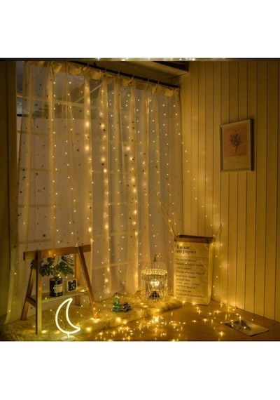 Technojet Peri Telli Perde Led Işık Kumandalı 300 Ledli  3 x 3 me