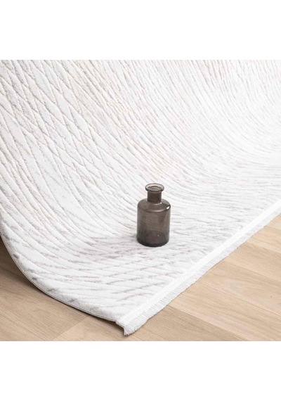 Krem Gri Soyut Çizgili Modern Halı - Mk0555grl