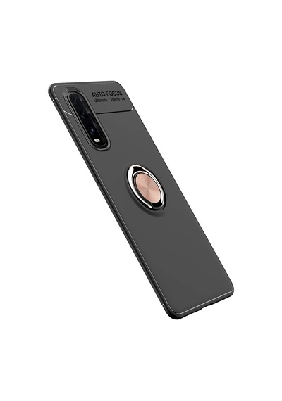 Gld-spt- Newface Oppo Find X2 Kılıf Range Yüzüklü Silikon - Siyah-gold