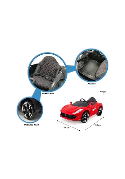 Favori Gt 12v Uzaktan Kumandalı Bluethooth Destekli Emniyet Kemerli Çocuk Akülü Araba Kırmızı