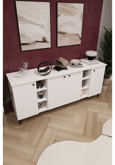Asra Trend Lüks Konsol Tv Ünitesi %100 Mdf Salon Ve Yemek Odası Ünitesi Knsl05 Beyaz