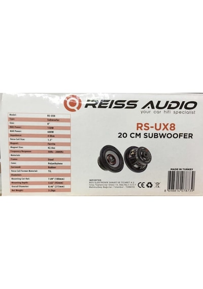 Reıss Audıo Rs-ux8 20cm Subwoofer 600wat 150rms Kabinli Bass
