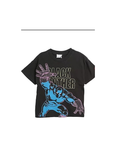 Lolliboomkids Yeni Sezon Siyah Renk Panter Karakter Baskılı Sırt Baskı Detaylı T-shirt Siyah