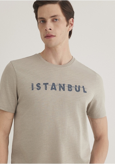 Mavi - Istanbul Baskılı Gri Tişört 066282-31935-Gri
