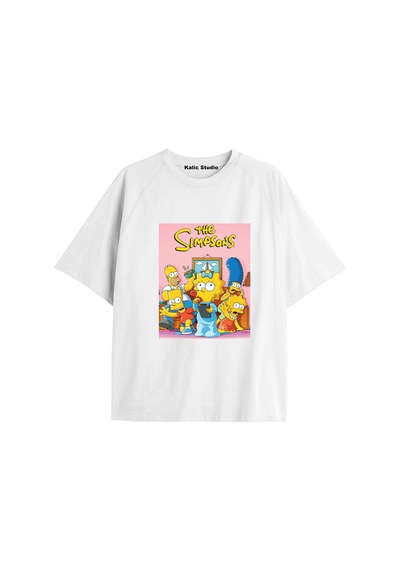 Kalic Studio Y2k Vintage Simpson Baskılı Beyaz T-shirt Kod 260 Beyaz-260