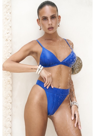 Mai Collection Mai Studios Co. Bagus Kalın Bantlı Brezilyan Mavi Bikini Altı Mavi