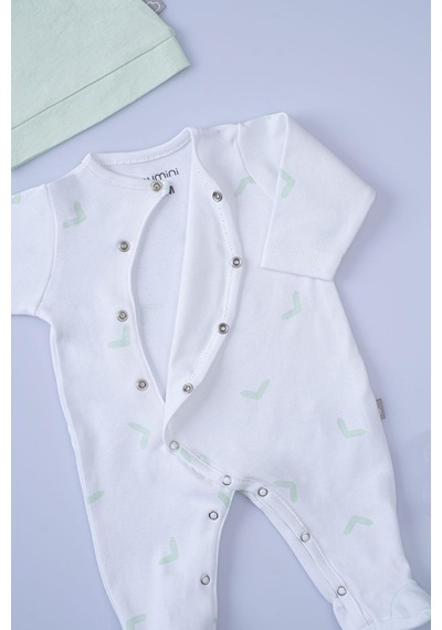 Boumini Bebek Patikli Tulum Şapka Set Yeşil Yeşil