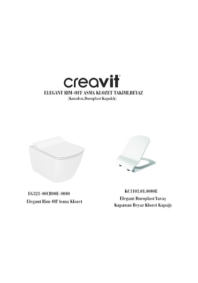 Creavit EG321 Elegant Asma Kanalsız Klozet Yavaş Kapak