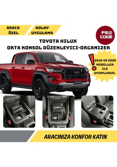 Toyota Hilux 2016-2025 İle Uyumlu, Orta Konsol Düzenleyici-organizer