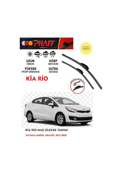 Kia Rio Ön Cam Muz Silecek Takımı 2017 Model Araca Özel Aparat