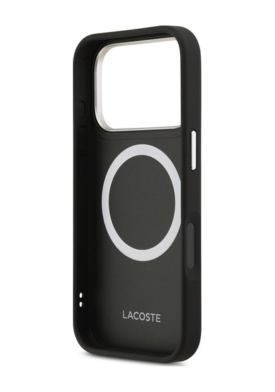 Apple Uyumlu iPhone 17 Pro Kılıf Lacoste Lisanslı M-safeli Champs Elysees Pu Deri Tasarımlı Kapak Siyah Siyah