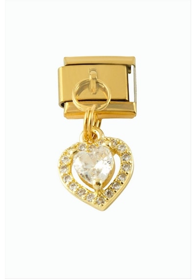 - 923 - Zirkon Taşlı Sallatılı Çelik Charm - Glblseme - - Sarı