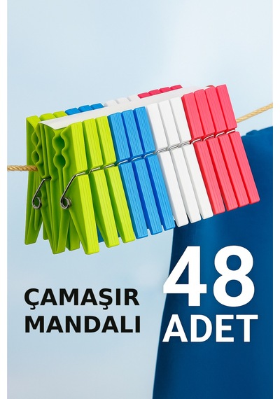 48 Adet Mandal Renkli Klasik Çamaşır Mandalı Plastik Çok Amaçlı Kullanım 25 Tr Diğer