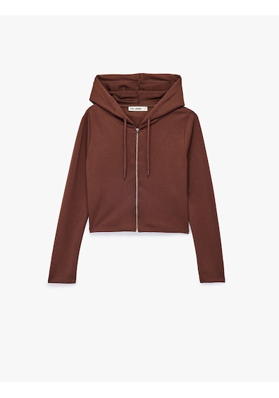 Koton Kapüşonlu Fermuarlı Uzun Kollu Modal Karışımlı Crop Sweatshirt Kahverengi 6wal10332ık Kahve Koton Kapüşonlu Fermuarlı Uzun Kollu Modal Karışımlı Crop Sweatshirt Kahverengi 6wal10332ık Kahve