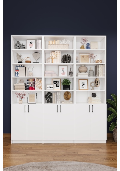Asra Trend K-50 %100 MDF 180 cm 3 Modüllü Kapaklı Kitaplık Raflı Kütüphane Beyaz Asra Trend K-50 %100 MDF 180 cm 3 Modüllü Kapaklı Kitaplık Raflı Kütüphane Beyaz
