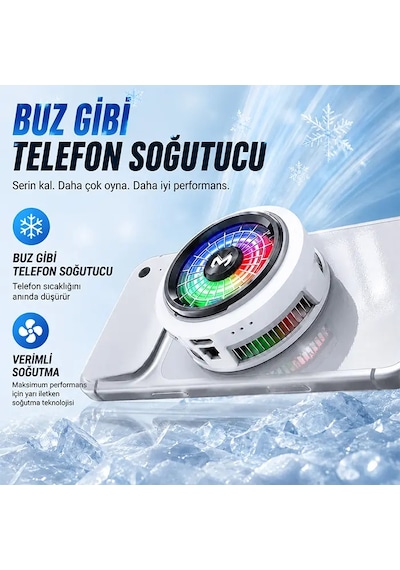Memo Cx20 İos Android Soğutucu 20w Manyetik Rgb Telefon Soğutucu -anında Hızlı Soğutmasessiz Fan Soğutma- 5775