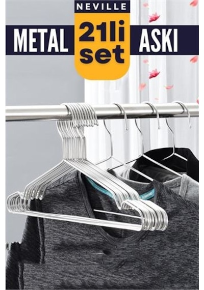 Modacar Neville 21 Adet Metal Askı Seti Çok Renkli