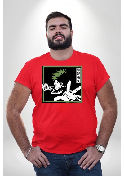 Angemiel My Hero Academia Dabi Anime Kırmızı Büyük Beden Erkek Kadın Unisex Basic Ön Baskılı Tişört Kırmızı
