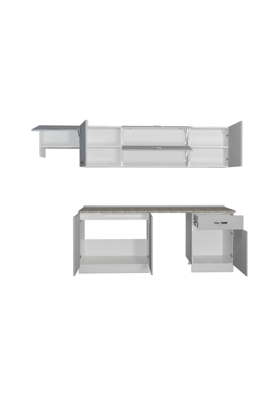 Decoraktiv Elite 280y Mdf Hazır Mutfak Dolabı - Tezgah Dahil - Buz Gri Açık Gri
