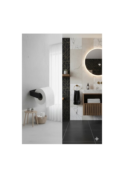 Buççin Online Mağaza Modern Mat Siyah Metal Tuvalet Kağıdı Tutacağı Yapışkanlı Minimal Duvara Monte Kağıtlık Metal Çok Renkli
