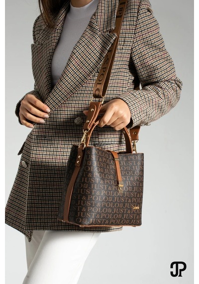 Just Polo Kadın Orta Boy Su Geçirmez Günlük Şık El Ve Omuz Çantası Ebat 23 X 18 Cm Shoulder Bag Kahverengi - Taba