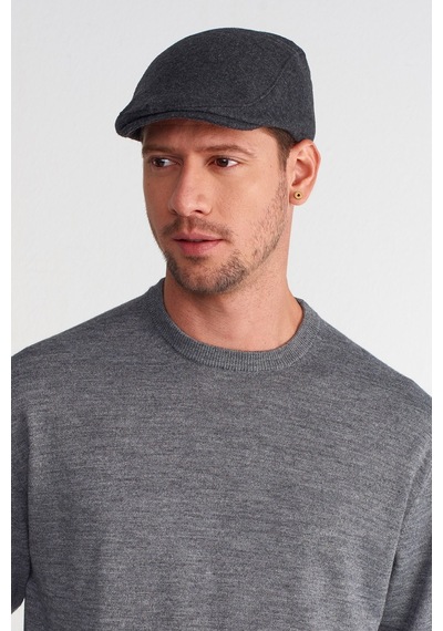 Külah Erkek Yün Flat Cap Kasket Peaky Blinders Şapka - Standart Füme