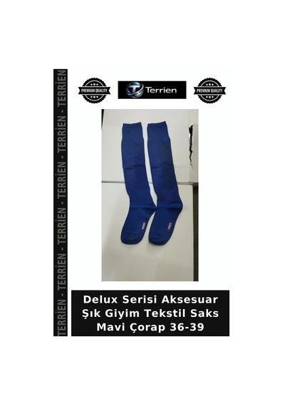 Terrien Delux Serisi Aksesuar Şık Giyim Tekstil Saks Mavi Çorap 36-39