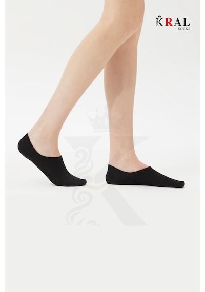 Kral Socks Kadın Pamuklu Terletmez 10'lu - 10 Çift Yazlık Görünmez Çorap Siyah