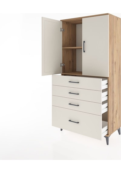 Hyperion Dolap 2 Raflı 4 Çekmeceli 2 Kapaklı 88x44x182 Antrasit-aytaşı Atlas Çam Hyperion Dolap 2 Raflı 4 Çekmeceli 2 Kapaklı 88x44x182 Antrasit-aytaşı Atlas Çam