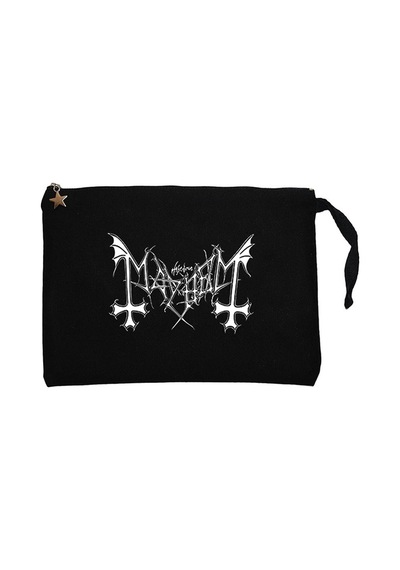 Mayhem Logo Siyah Clutch Astarlı Cüzdan / El Çantası Siyah