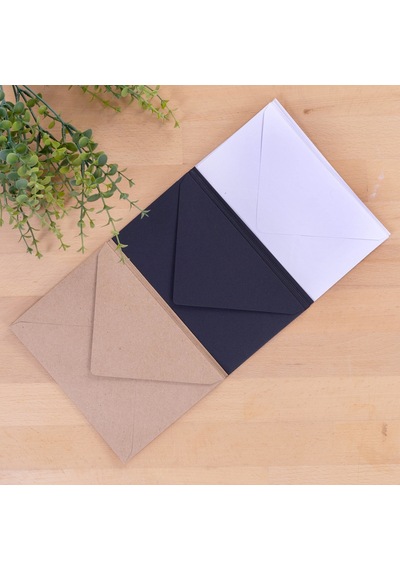 Standart Zarf Seti, 13x18 Cm 15 Adet Kraft-beyaz-siyah