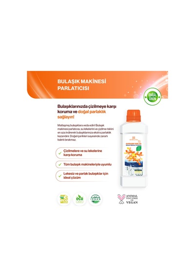 Doğal Bulaşık Makinesi Parlatıcısı Makinenize Uzun Ömür Bulaşıklarına Parıltı 650ml