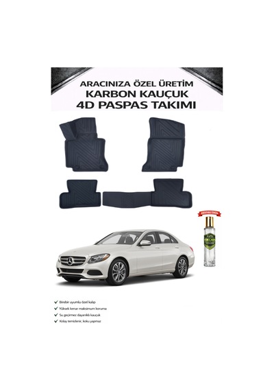 Mercedes W205 2019 Model Aracınıza Özel Karbon Kauçuk Paspas Takımı