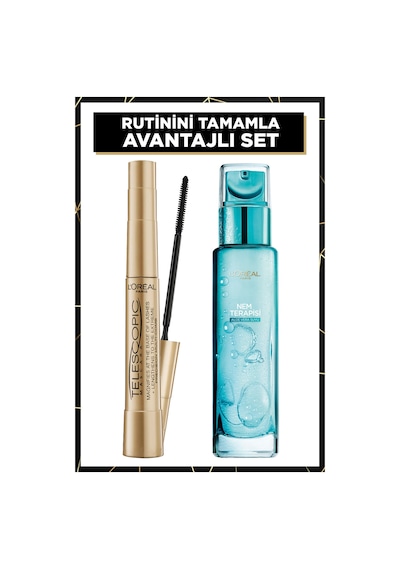 L'Oreal Paris Telescopic Gold Siyah Maskara + Nem Terapisi Aloe Vera Suyu 65 ML