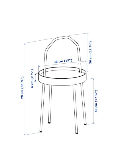 Kulplu Sehpa Su Yeşili Renk Meridyendukkan 38 Cm Metal Taşınabilir Sehpa