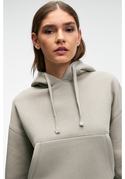 Grimelange Selene Kadın Kapüşonlu Kangru Cepli Regular Fit Açık Gri Sweatshirt Açık Gri