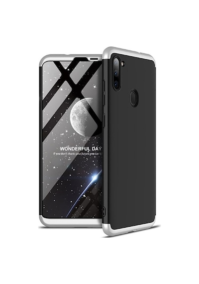 Kilifone - Galaxy A11 Uyumlu Kılıf Parmak İzi Tutmayan Alt Üst Geçmeli 3 Parça Ays Kapak - Siyah-gri - T14156