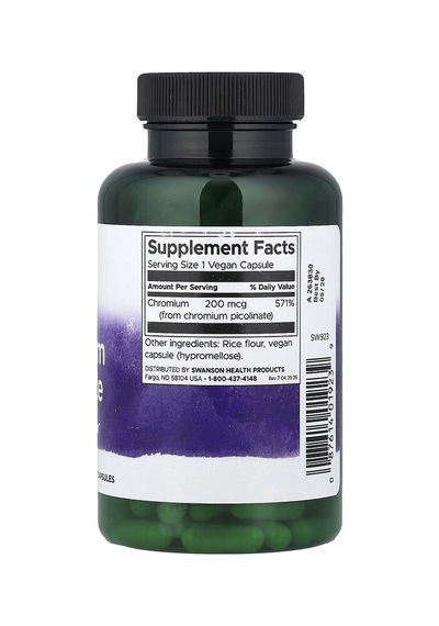 Swanson Vitamins, Chromium Picolinate, 200 Mcg, 200 Capsules