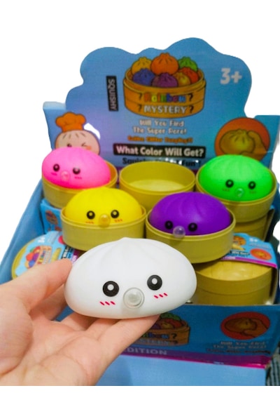 Baloncuklu Squishy Stres Topu Sıkılabilir Duyusal Oyuncak Çin Mantısı Kutu Şeklinde -10 Cm- 1 Adet Çok  Renkli