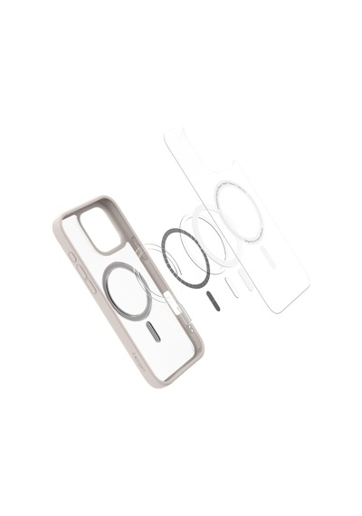 İphone 16 Pro Max İle Uyumlu Magsafe Kılıf Ultra Hybrid Mag Fit Frost Natural Titanium - Acs08382