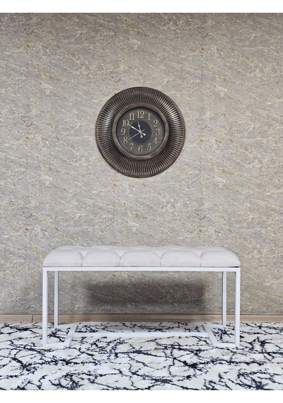 Zafir Beyaz Boyalı - L - Ayaklı 100 Cm X 38 Cm Oturak - Bench - Makyaj Taburesi - Makyaj Oturak Krem